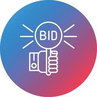 Bidding Paddle Line Gradient Circle Background Icon vector
