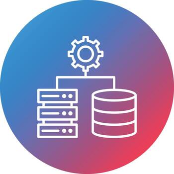 icono de fondo de círculo de degradado de línea de configuración de base de datos vector