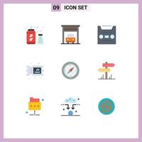 9 Universal Flat Color Signs Symbols of direction compass multimedia direction park Editable Vector Design Elements