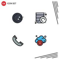 User Interface Pack of 4 Basic Filledline Flat Colors of process phone medicine plates cloud Editable Vector Design Elements