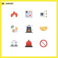 9 Universal Flat Color Signs Symbols of bag solution web science jigsaw Editable Vector Design Elements