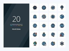 20 Globe line Filled icon for presentation vector