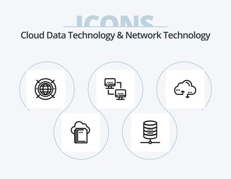 Cloud Data Technology And Network Technology Line Icon Pack 5 Icon Design. louck . monitor. computing. keyboard . share vector