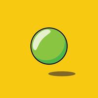 Cute green glossy ball bounce on yellow background vector