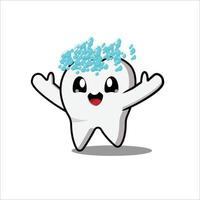 Cute teeth illustration, cartoon vector. teeth that are happy when they are washed. vector