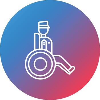 icono de fondo de círculo degradado de línea de veterano en silla de ruedas vector