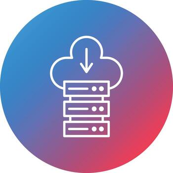 icono de fondo de círculo degradado de línea de base de datos en la nube vector