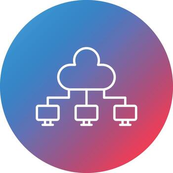 icono de fondo de círculo degradado de línea de computación en la nube vector