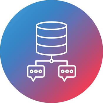 icono de fondo de círculo degradado de línea de chat de base de datos vector