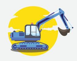 a blue excavator in vector illustration design
