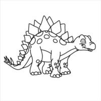 a stegosaur in cartoon for coloring book in vector illustration