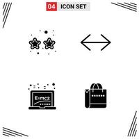 4 User Interface Solid Glyph Pack of modern Signs and Symbols of carnival board party move formula Editable Vector Design Elements