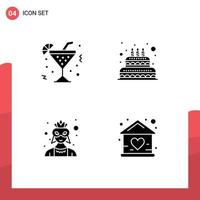 User Interface Pack of Basic Solid Glyphs of glass avatar beverage wedding costume Editable Vector Design Elements