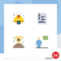 4 Thematic Vector Flat Icons and Editable Symbols of cap award safety document winner Editable Vector Design Elements