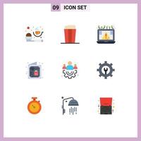 Universal Icon Symbols Group of 9 Modern Flat Colors of management party crime invitation birthday Editable Vector Design Elements