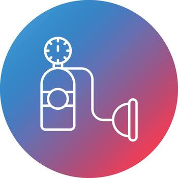 icono de fondo de círculo degradado de línea de tanque de oxígeno vector