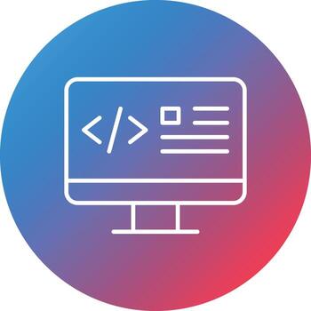 icono de fondo de círculo degradado de línea de codificación web vector