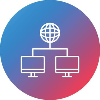 Worldwide Network Line Gradient Circle Background Icon vector