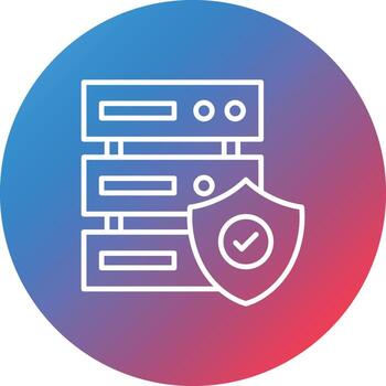 icono de fondo de círculo degradado de línea de seguridad de base de datos vector