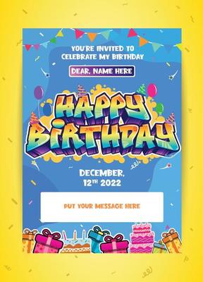 Happy Birthday greeting text in graffiti style. Colorful street art theme illustration, Social media design, greeting, poster with vibrant color for wall art and background
