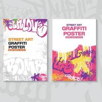 Modern graffiti art poster or flyer design with colorful tags, throw up. Hand-drawn abstract graffiti illustration vector in street art theme