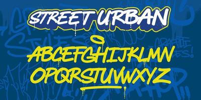 A set of Graffiti alphabet. Cool digital graffiti font. vector