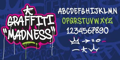 A set of Graffiti alphabet. Cool digital graffiti font. vector