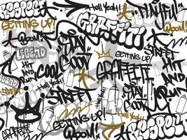 Vector illustration of graffiti background. Seamless Graffiti Art textures in a hand-drawn style. Old school and urban street art theme for t-shirt design, textile, background, wallpaper, and prints