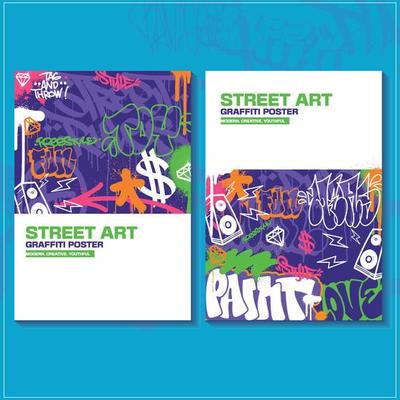 Modern graffiti art poster or flyer design with colorful tags, throw up. Hand-drawn abstract graffiti illustration vector in street art theme