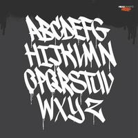 A set of Graffiti alphabet. Cool digital graffiti font. vector