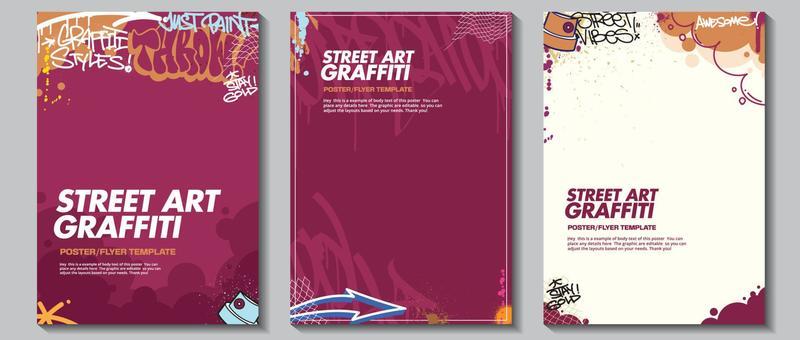 Modern graffiti art poster or flyer design with colorful tags, throw up. Hand-drawn abstract graffiti illustration vector in street art theme