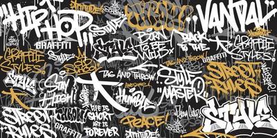 Vector illustration of graffiti background. Seamless Graffiti Art textures in a hand-drawn style. Old school and urban street art theme for t-shirt design, textile, background, wallpaper, and prints