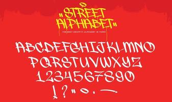 A set of Graffiti alphabet. Cool digital graffiti font. vector