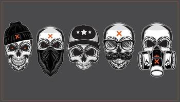 A set of graffiti artwork. Skull badass illustration. Ghetto style and graffiti urban street art theme vector