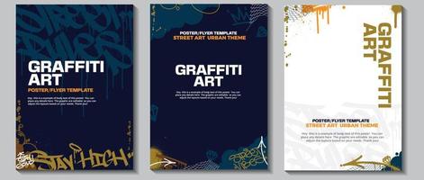 Modern graffiti art poster or flyer design with colorful tags, throw up. Hand-drawn abstract graffiti illustration vector in street art theme