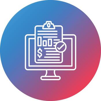 icono de fondo de círculo degradado de línea de análisis de datos vector