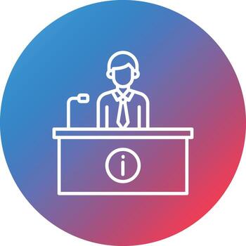 Information Desk Line Gradient Circle Background Icon vector