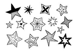 Starburst doodle set. Hand drawn star. vector