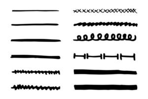 Vector set of hand drawn underline.