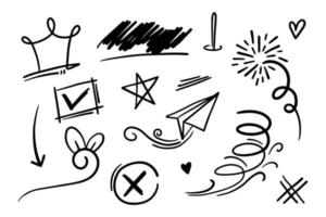 Doodle element vector set, arrow, swirl, brush, star and etc, for concept design.