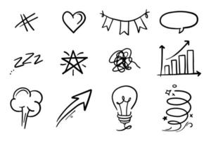 Doodle element vector set, ribbon, arrow, star and etc, for concept design.