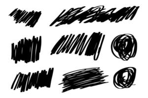 Hand drawn Scribble line brush strokes set. Doodle style sketched Elements vector