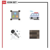 Group of 4 Flat Icons Signs and Symbols for abstract lock pad bus mic wall Editable Vector Design Elements