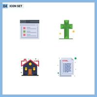 4 Thematic Vector Flat Icons and Editable Symbols of internet building website church house Editable Vector Design Elements