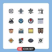 Universal Icon Symbols Group of 16 Modern Flat Color Filled Lines of summer crain concept construction scarecrow Editable Creative Vector Design Elements