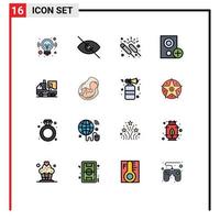 Flat Color Filled Line Pack of 16 Universal Symbols of artificial hardware event gadget computers Editable Creative Vector Design Elements