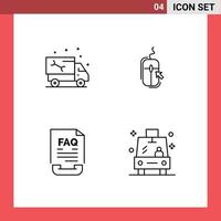 4 User Interface Line Pack of modern Signs and Symbols of car shopping plumbing click contact Editable Vector Design Elements