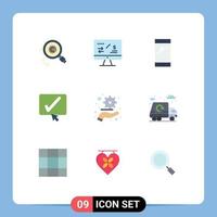 Modern Set of 9 Flat Colors and symbols such as tick black computer approve android Editable Vector Design Elements