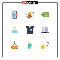 Group of 9 Flat Colors Signs and Symbols for shirt clothing clear clothes people Editable Vector Design Elements