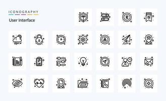 25 User Interface Line icon pack vector